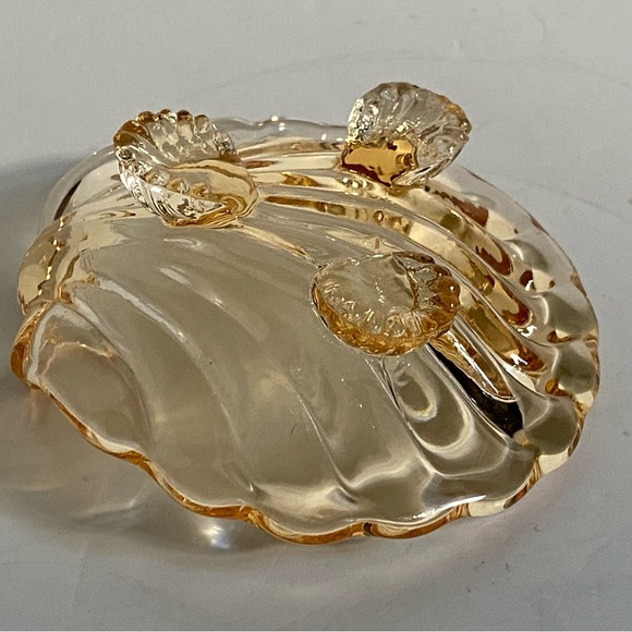 Vintage Shell Glass Trinket Dish Footed Peach Small Beach Ocean 3” EUC Jewelry - Picture 14 of 16